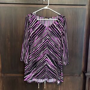 Bob Mackie Black Purple V-neck High Low Large
